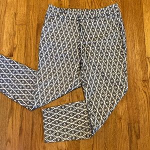 Womens Merona sz 4 black and white brocade patterned geometric dress pants slim